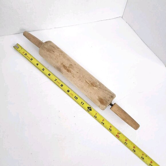 Vintage Rolling Pin Solid Wood Rustic Farmhouse Kitchen Decor Cottagecore 16.75" - Picture 11 of 11